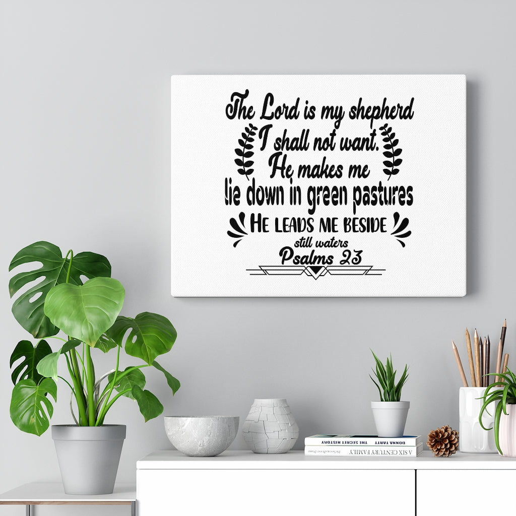 Scripture Walls He Leads Me Psalm 23 Bible Verse Canvas Christian Wall Art Ready to Hang Unframed-Express Your Love Gifts