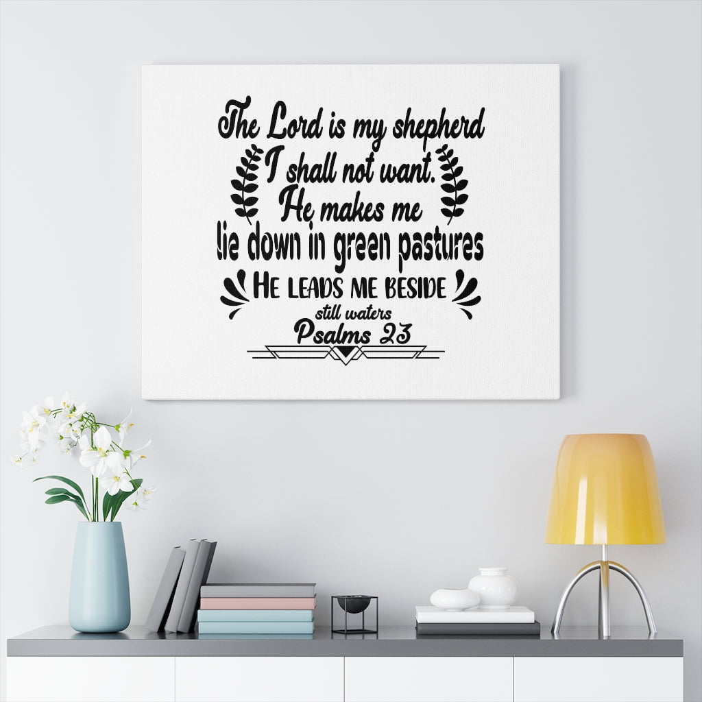 Scripture Walls He Leads Me Psalm 23 Bible Verse Canvas Christian Wall Art Ready to Hang Unframed-Express Your Love Gifts
