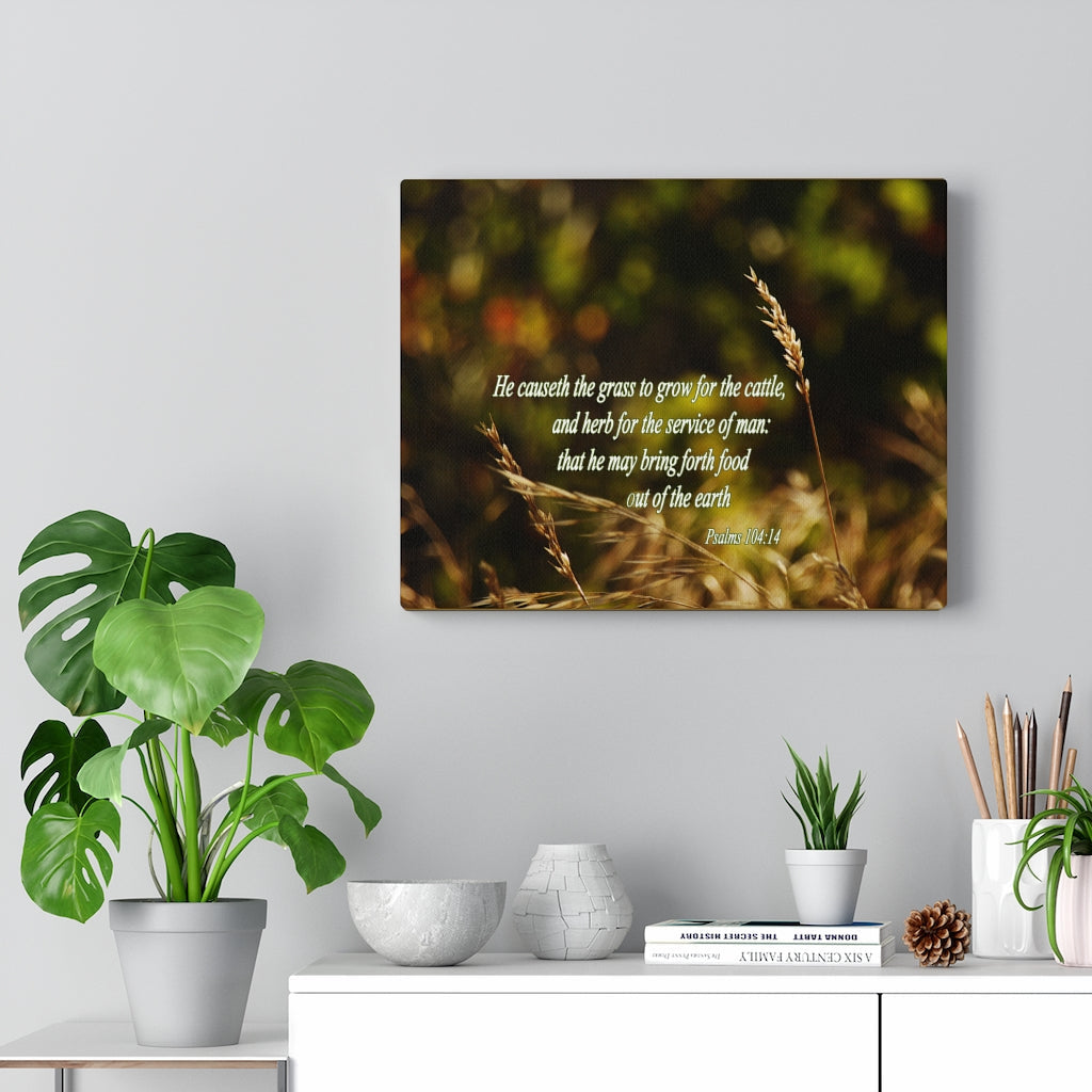 Scripture Walls He May Bring Forth Psalms 104:14 Bible Verse Canvas Christian Wall Art Ready to Hang Unframed-Express Your Love Gifts
