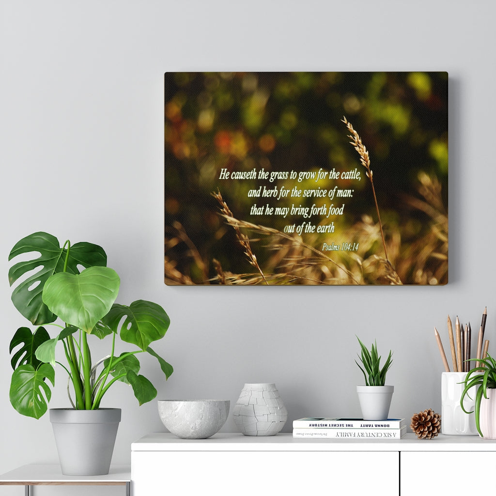 Scripture Walls He May Bring Forth Psalms 104:14 Bible Verse Canvas Christian Wall Art Ready to Hang Unframed-Express Your Love Gifts