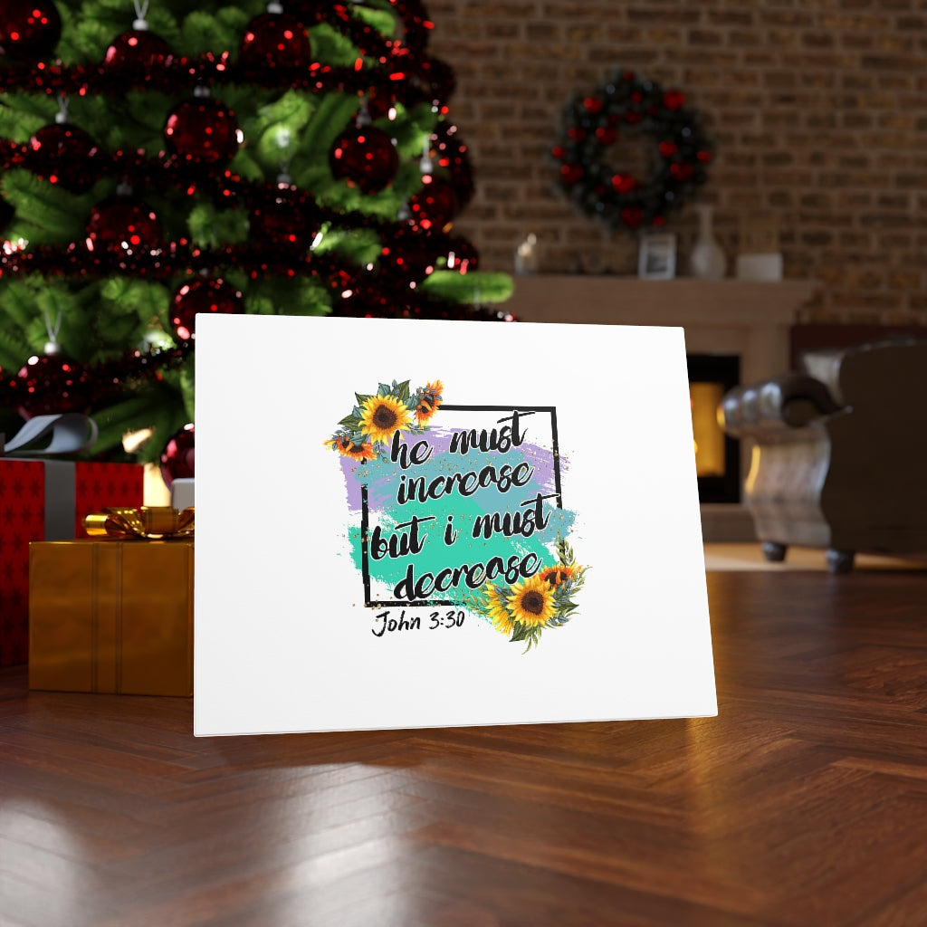 Scripture Walls He Must Increase John 3:30 Bible Verse Canvas Christian Wall Art Ready to Hang Unframed-Express Your Love Gifts