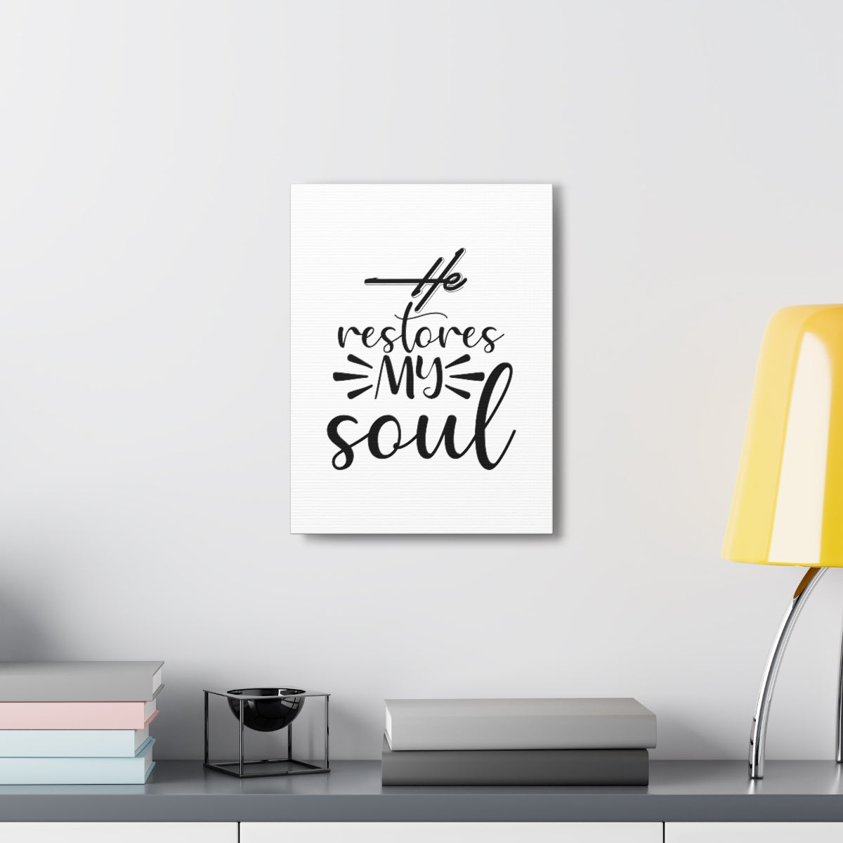 Scripture Walls He Restores My Soul Psalm 23:3 Christian Wall Art Bible Verse Print Ready to Hang Unframed-Express Your Love Gifts