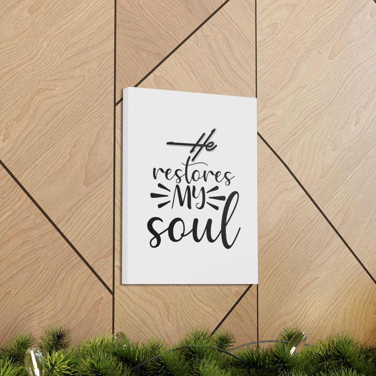 Scripture Walls He Restores My Soul Psalm 23:3 Christian Wall Art Bible Verse Print Ready to Hang Unframed-Express Your Love Gifts