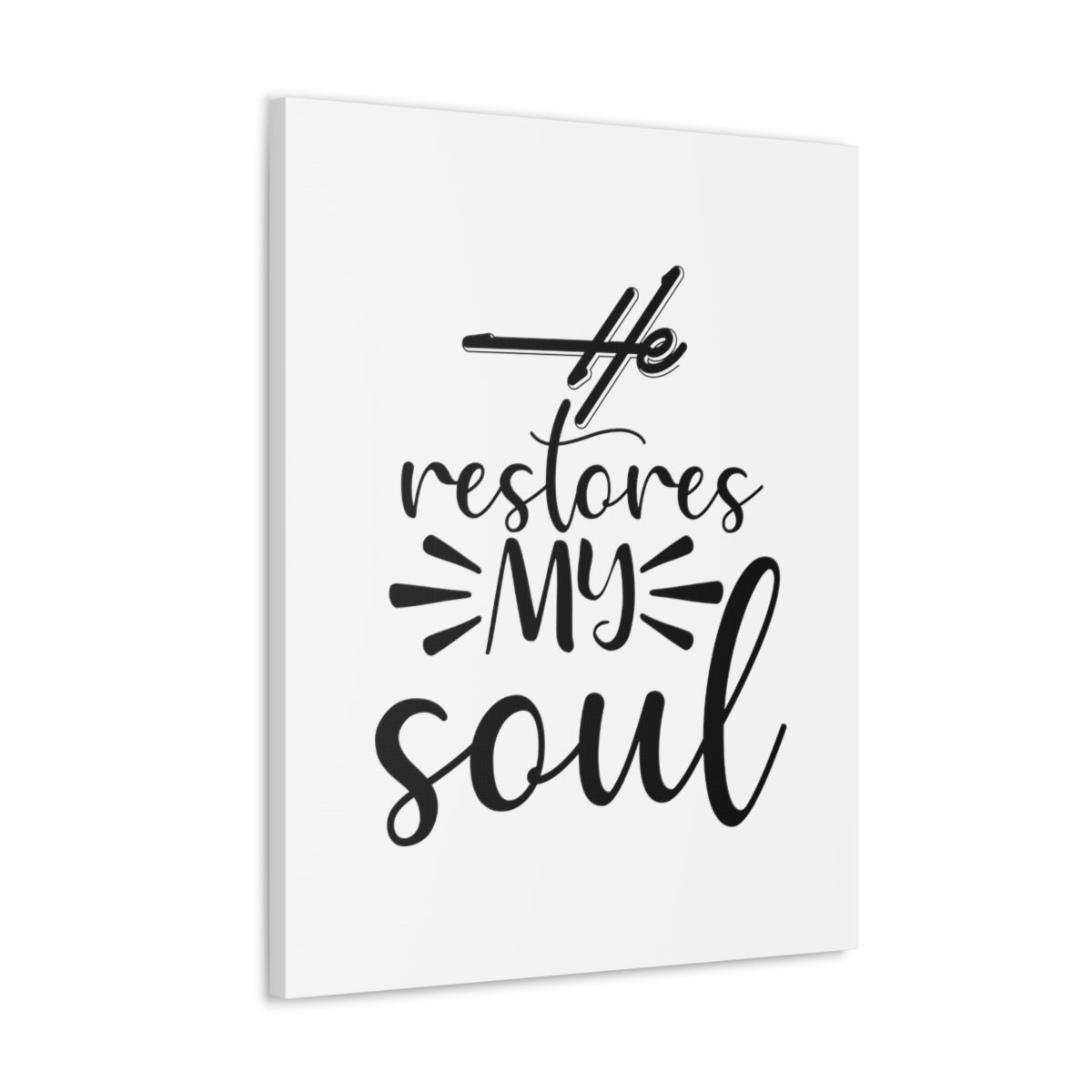 Scripture Walls He Restores My Soul Psalm 23:3 Christian Wall Art Bible Verse Print Ready to Hang Unframed-Express Your Love Gifts