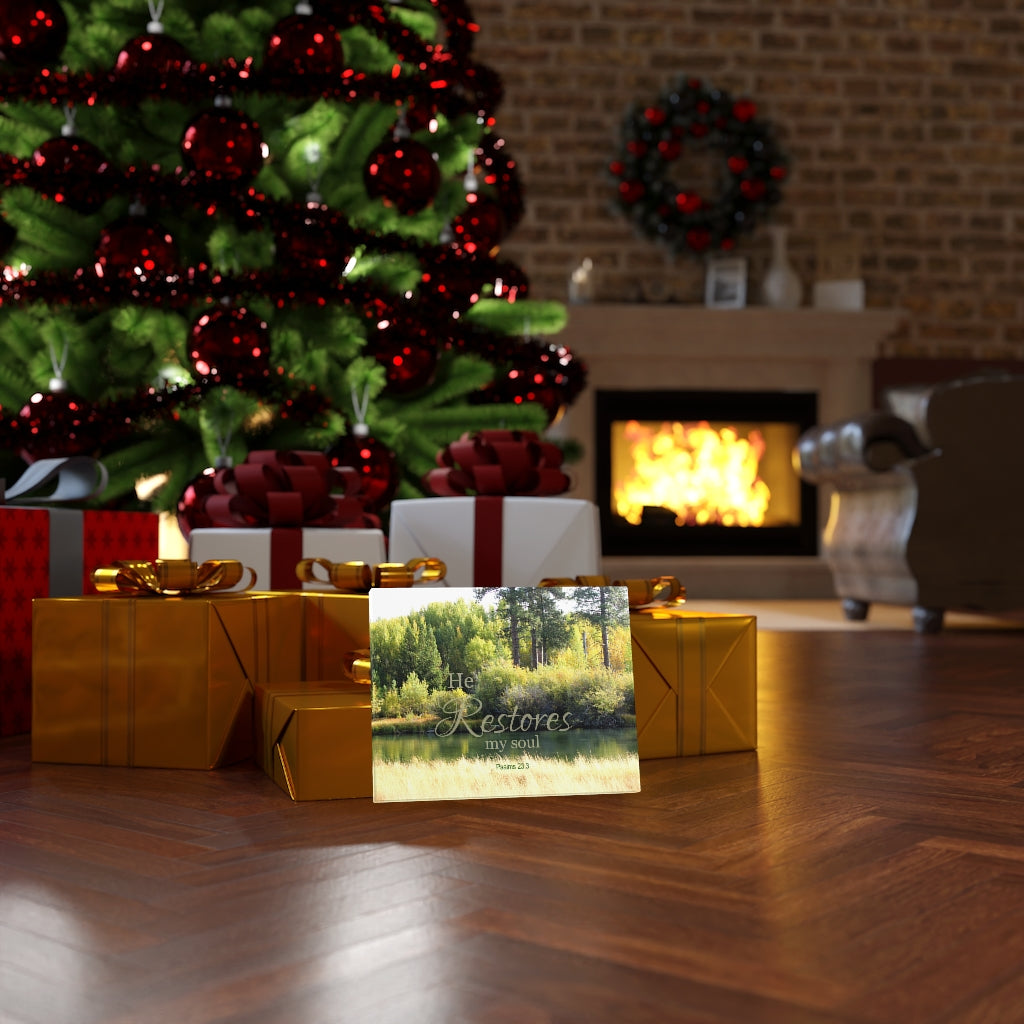 Scripture Walls He Restores My Soul Psalms 23:3 Bible Verse Canvas Christian Wall Art Ready to Hang Unframed-Express Your Love Gifts