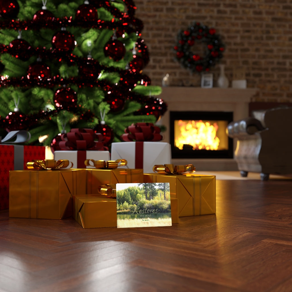 Scripture Walls He Restores My Soul Psalms 23:3 Bible Verse Canvas Christian Wall Art Ready to Hang Unframed-Express Your Love Gifts