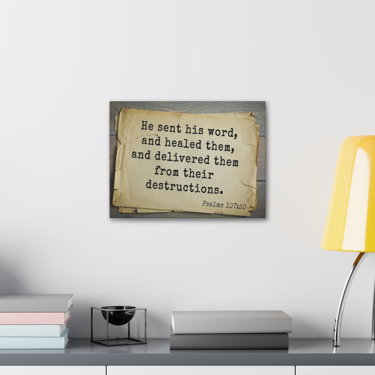 Scripture Walls He Send His Word Psalms 107:20 Bible Verse Canvas Christian Wall Art Bible Verse Print Ready To Hang Unframed-Express Your Love Gifts