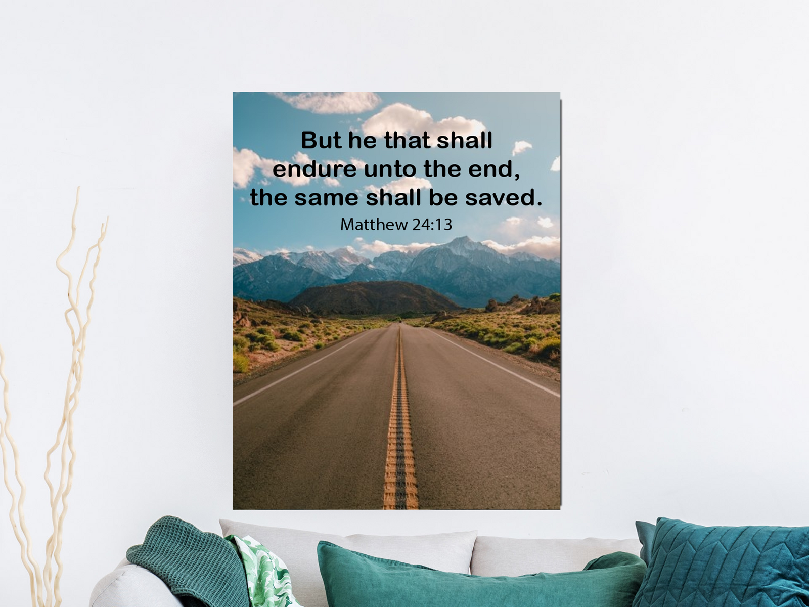 Scripture Walls He Shall Be Saved Matthew 24:13 Christian Home Decor Bible Art Unframed-Express Your Love Gifts
