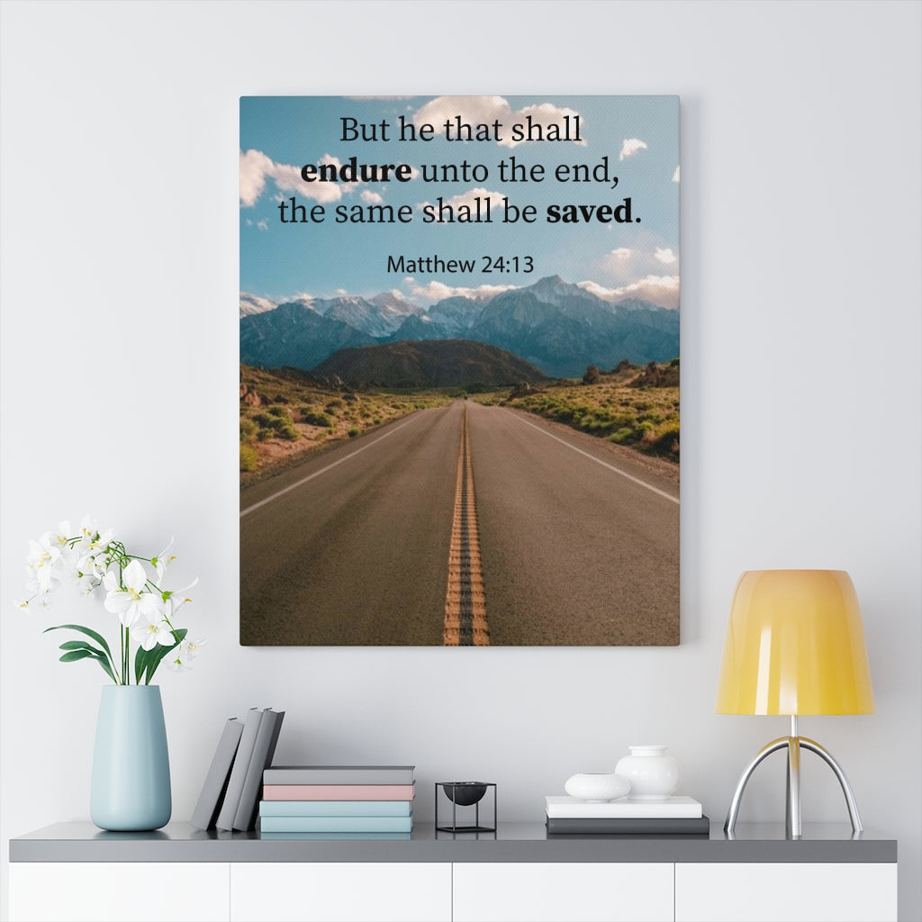 Scripture Walls He Shall Be Saved Matthew 24:13 Christian Home Decor Bible Art Unframed-Express Your Love Gifts