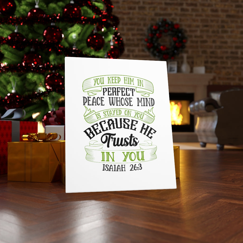 Scripture Walls He Trusts In You Isaiah 26:3 Bible Verse Canvas Christian Wall Art Ready to Hang Unframed-Express Your Love Gifts