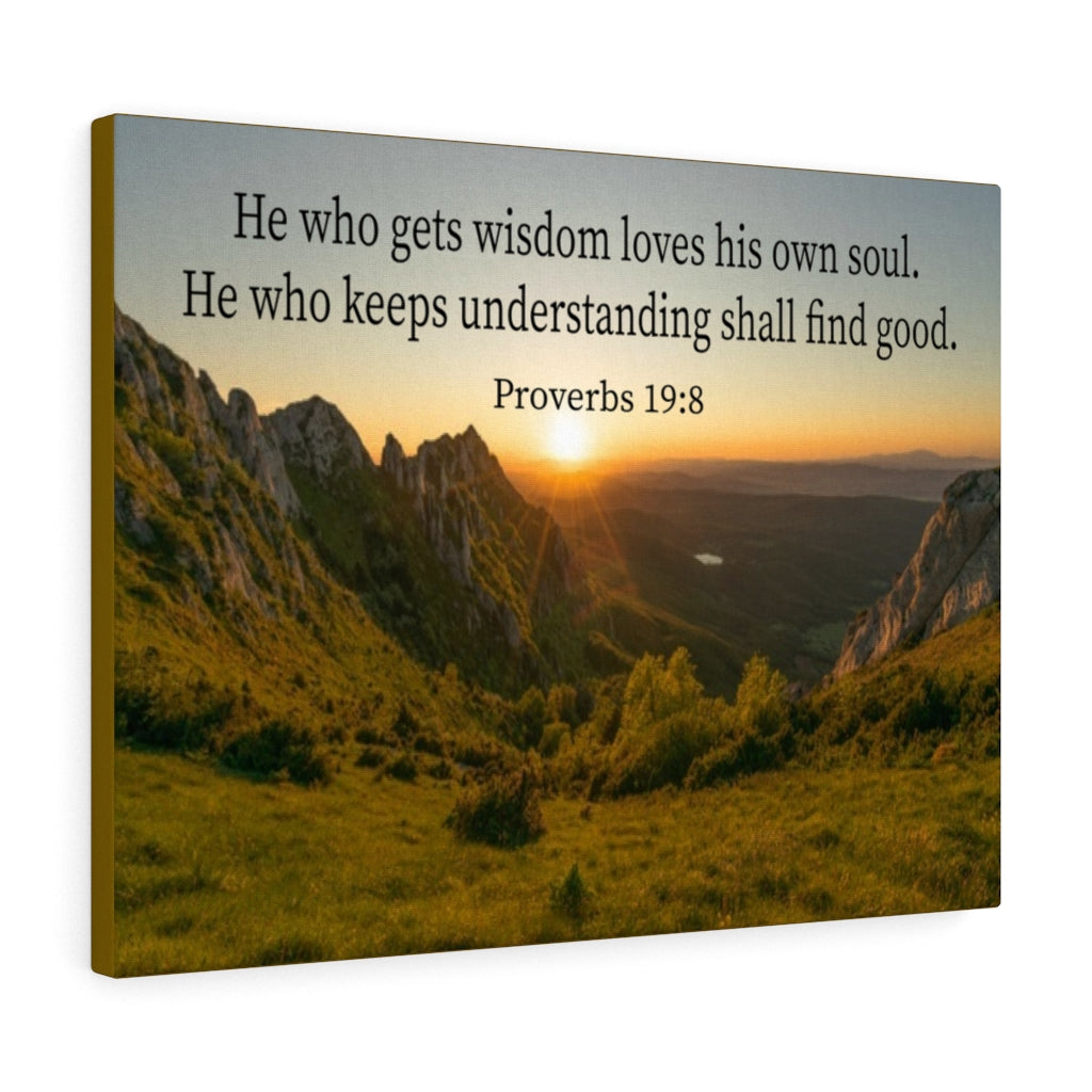 Scripture Walls He Who Gets Wisdom Proverbs 19:8 Bible Verse Canvas Christian Wall Art Ready to Hang Unframed-Express Your Love Gifts