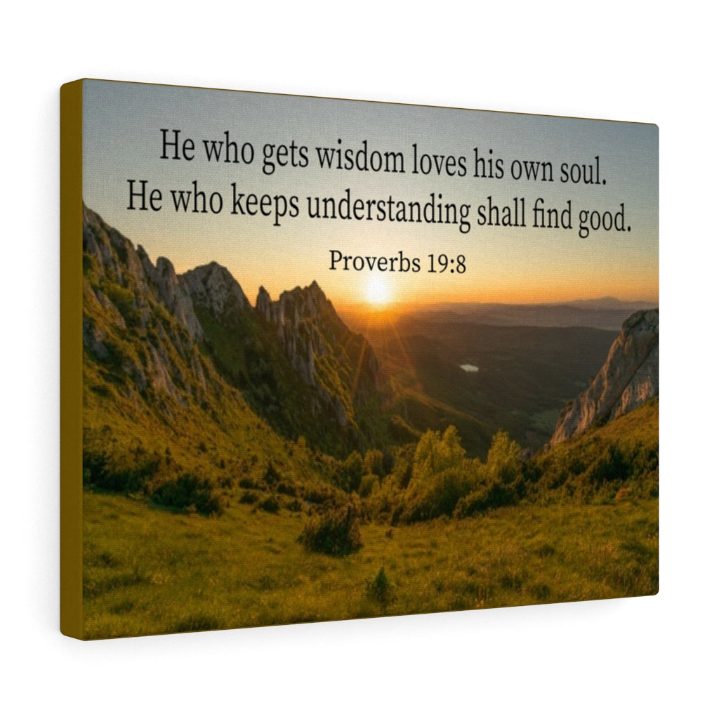 Scripture Walls He Who Gets Wisdom Proverbs 19:8 Bible Verse Canvas Christian Wall Art Ready to Hang Unframed-Express Your Love Gifts
