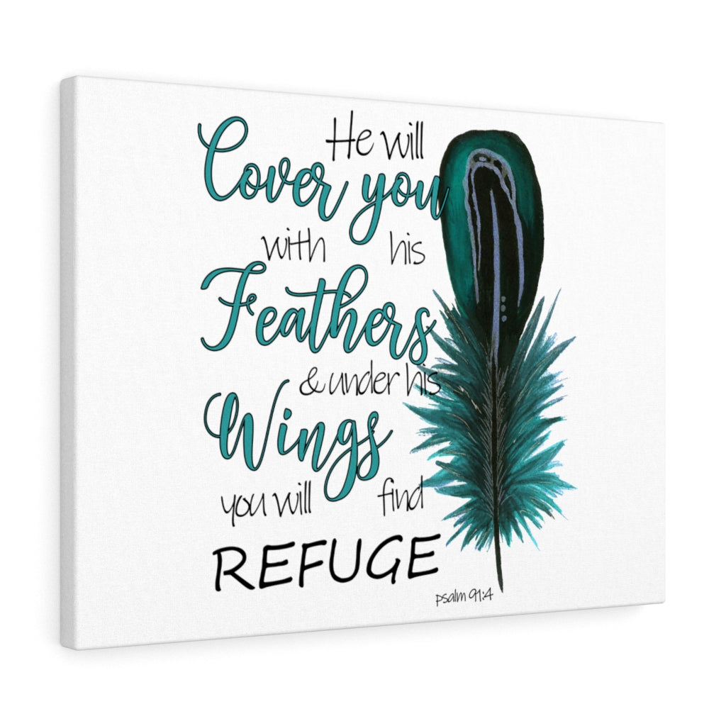 Scripture Walls He Will Cover You Psalm 91:4 Bible Verse Canvas Christian Wall Art Ready to Hang Unframed-Express Your Love Gifts