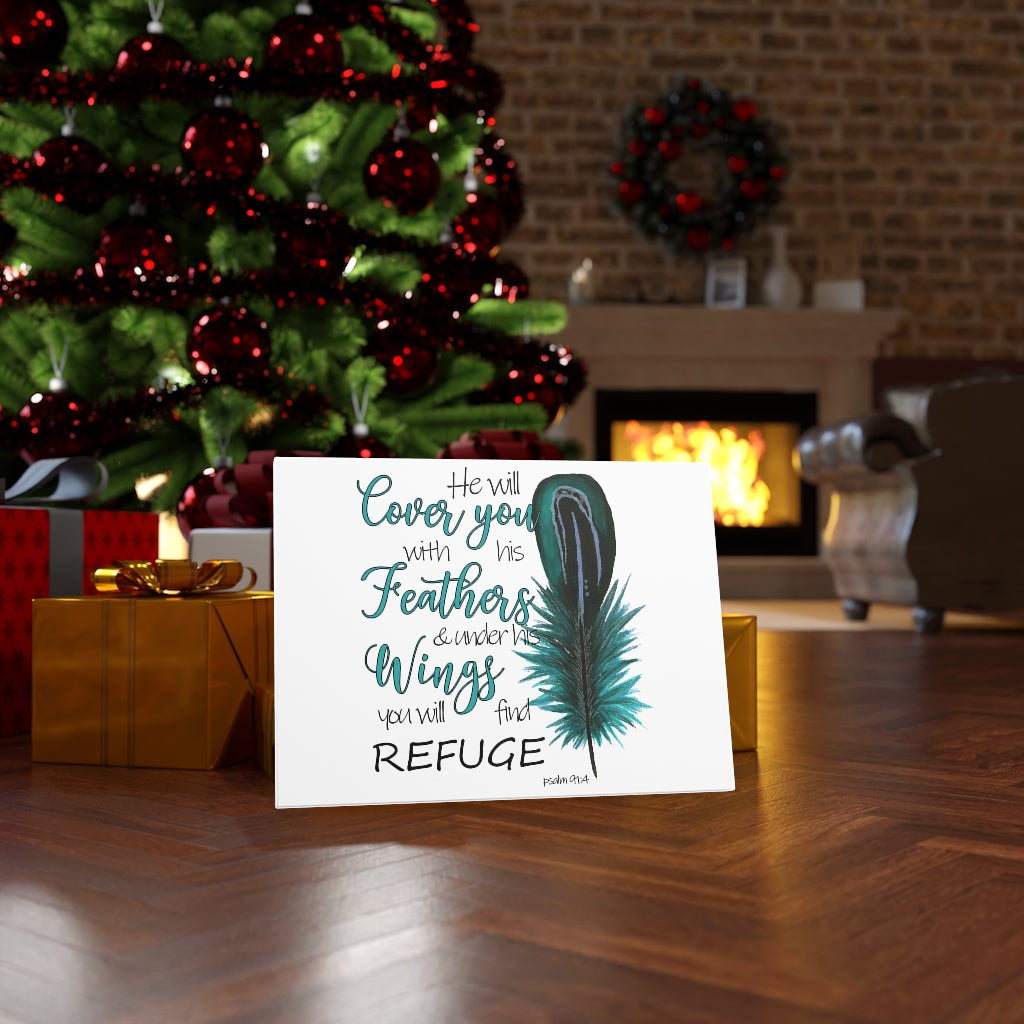 Scripture Walls He Will Cover You Psalm 91:4 Bible Verse Canvas Christian Wall Art Ready to Hang Unframed-Express Your Love Gifts