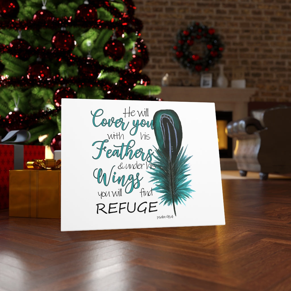 Scripture Walls He Will Cover You Psalm 91:4 Bible Verse Canvas Christian Wall Art Ready to Hang Unframed-Express Your Love Gifts