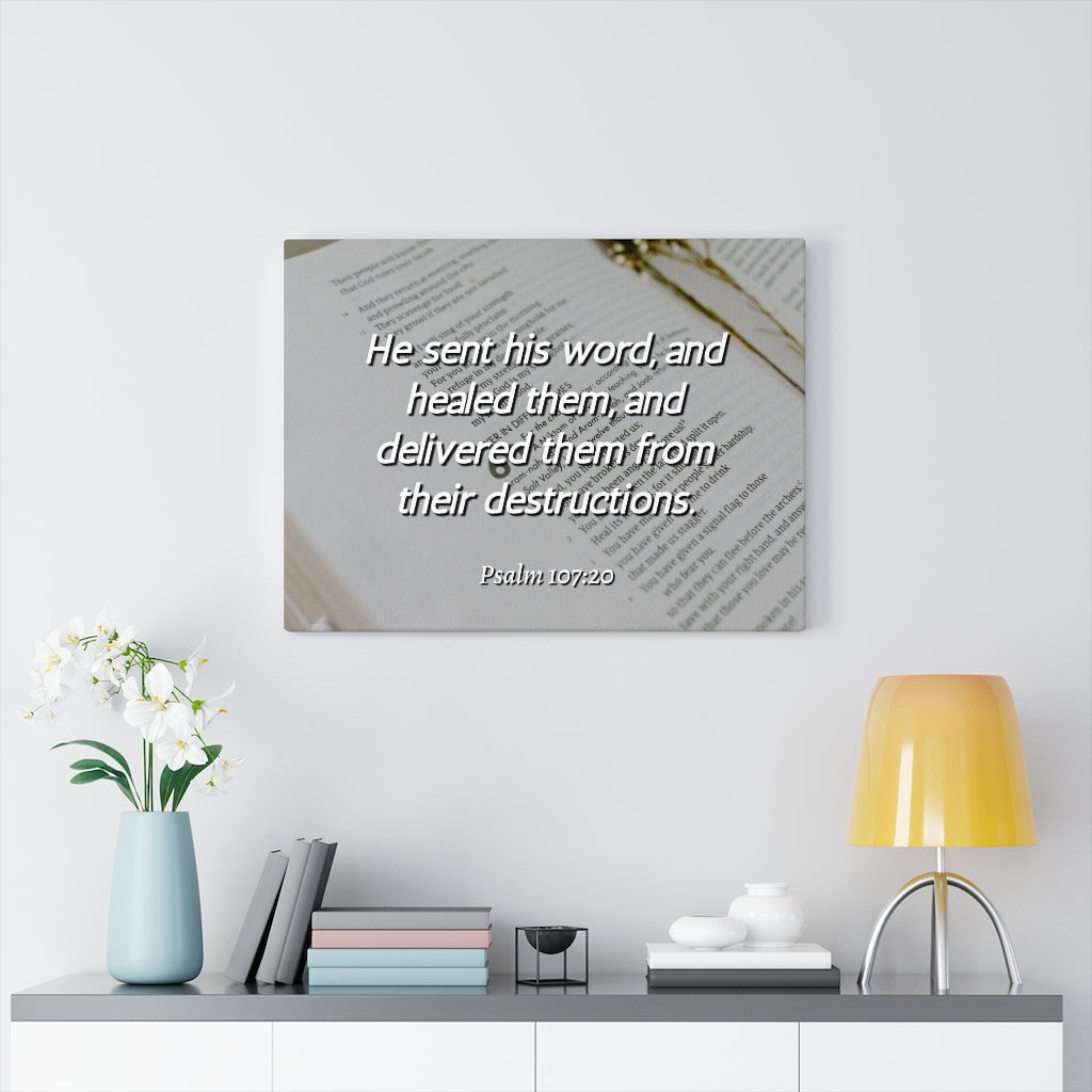 Scripture Walls Healed Them Psalm 107:20 Bible Verse Canvas Christian Wall Art Ready to Hang Unframed-Express Your Love Gifts