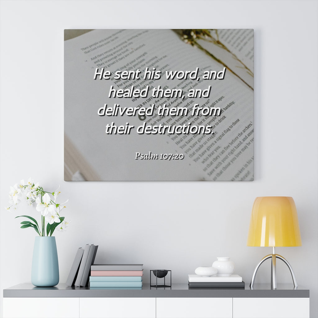 Scripture Walls Healed Them Psalm 107:20 Bible Verse Canvas Christian Wall Art Ready to Hang Unframed-Express Your Love Gifts