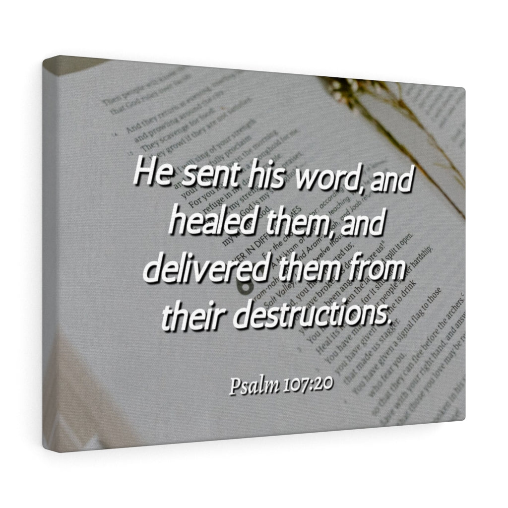 Scripture Walls Healed Them Psalm 107:20 Bible Verse Canvas Christian Wall Art Ready to Hang Unframed-Express Your Love Gifts