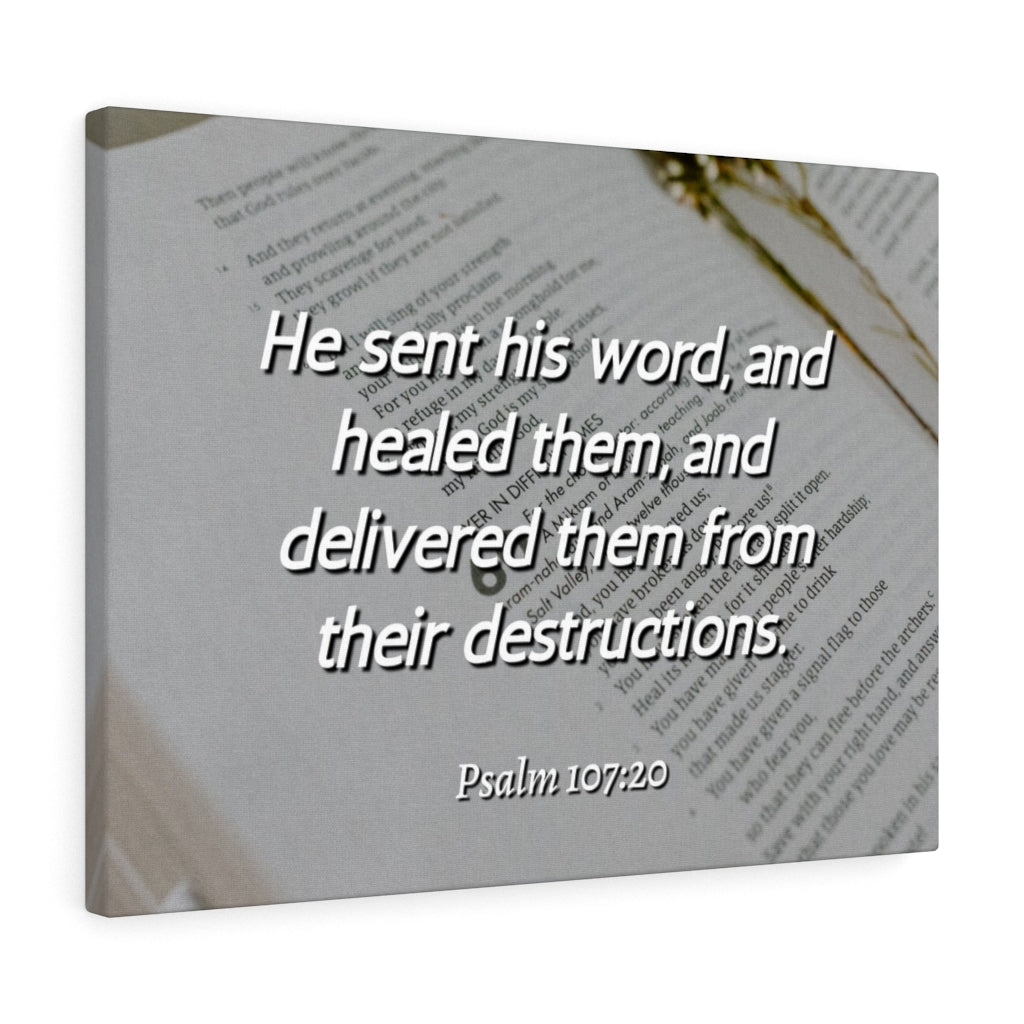 Scripture Walls Healed Them Psalm 107:20 Bible Verse Canvas Christian Wall Art Ready to Hang Unframed-Express Your Love Gifts