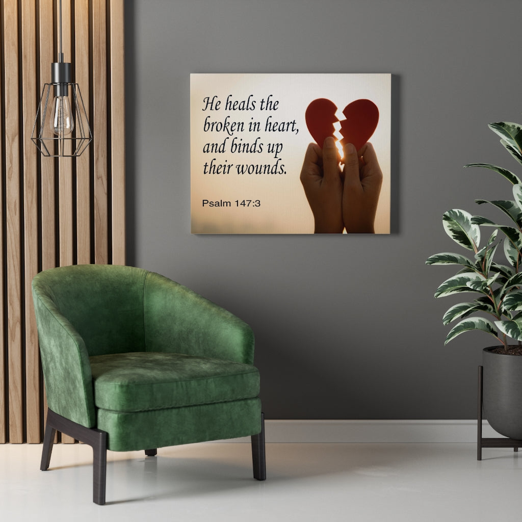 Scripture Walls Heals the Broken Psalm 147:3 Bible Verse Canvas Christian Wall Art Ready to Hang Unframed-Express Your Love Gifts