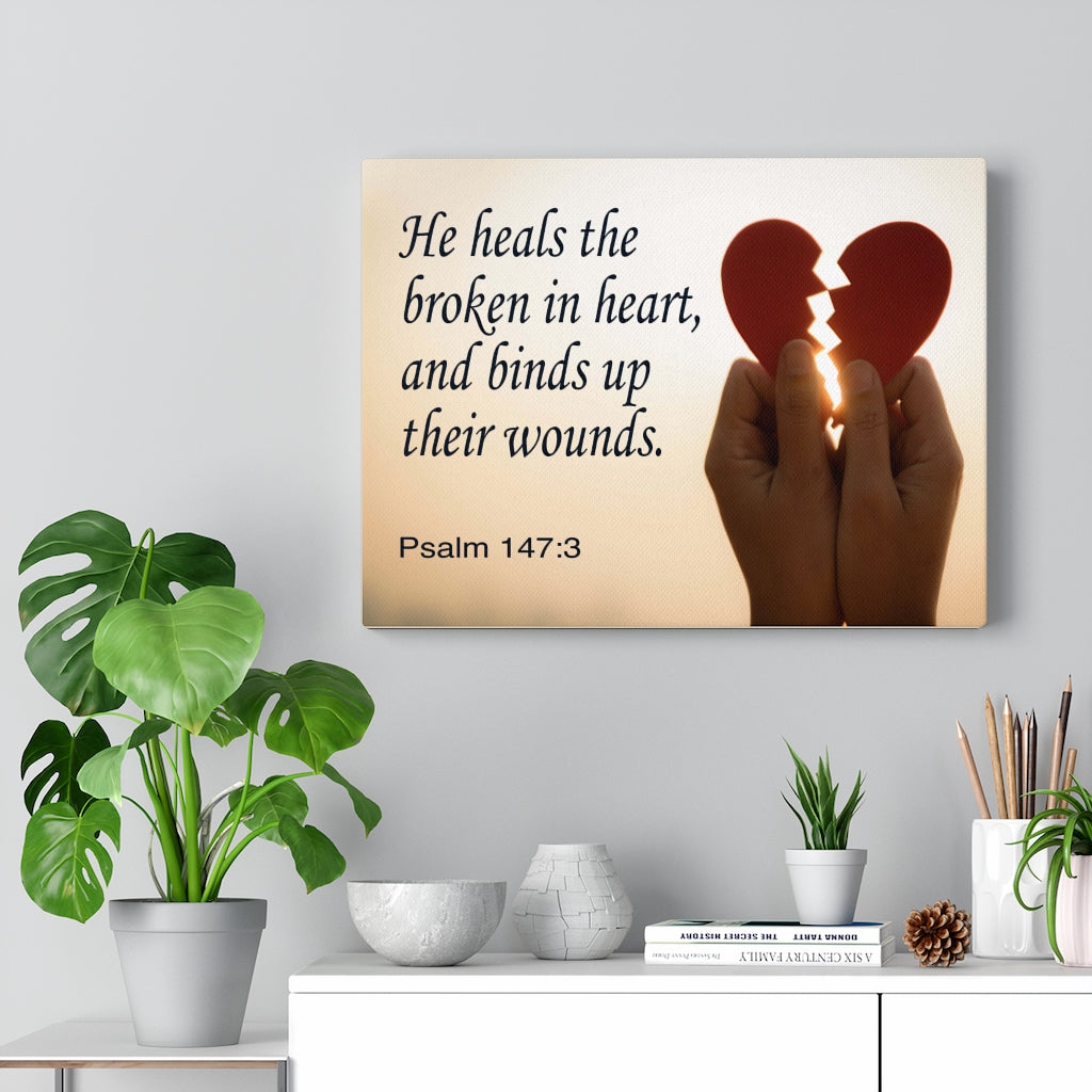Scripture Walls Heals the Broken Psalm 147:3 Bible Verse Canvas Christian Wall Art Ready to Hang Unframed-Express Your Love Gifts