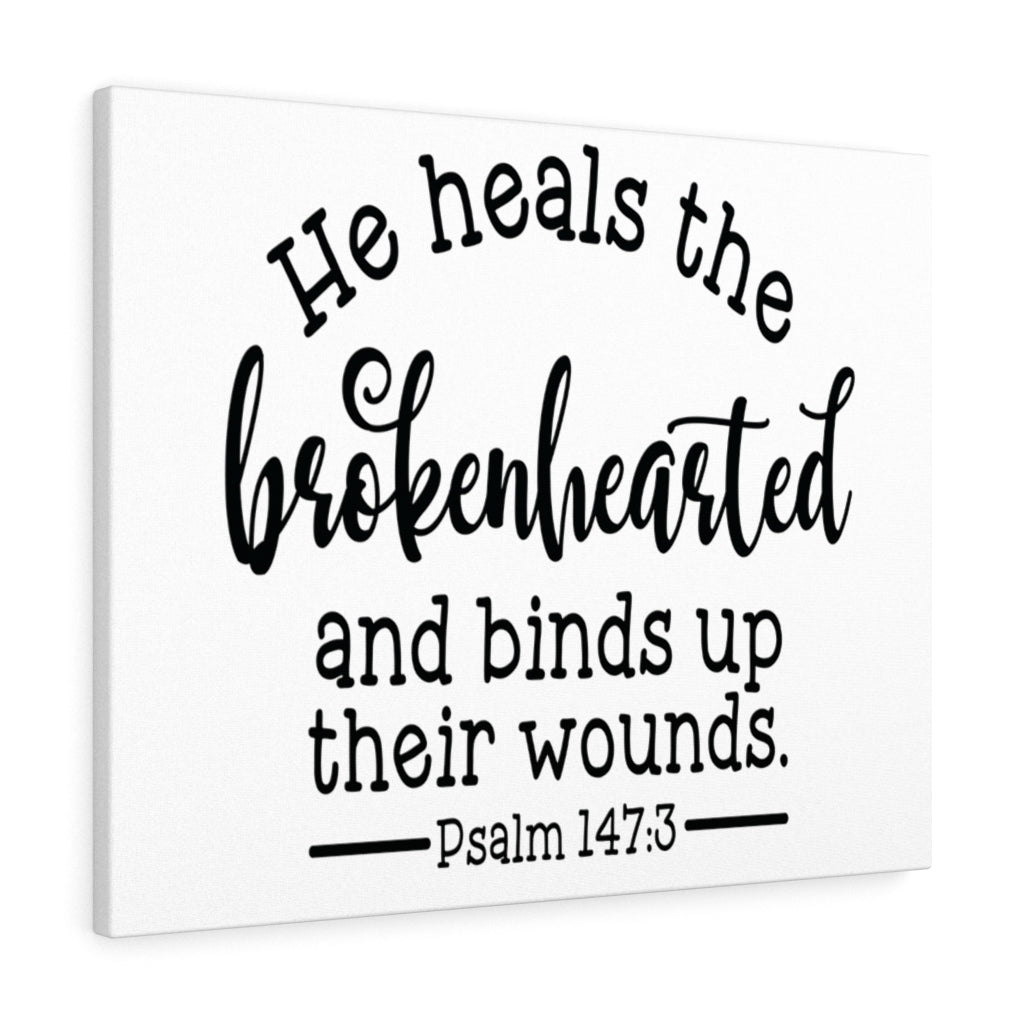 Scripture Walls Heals The Brokenhearted Psalm 147:3 Bible Verse Canvas Christian Wall Art Ready to Hang Unframed-Express Your Love Gifts