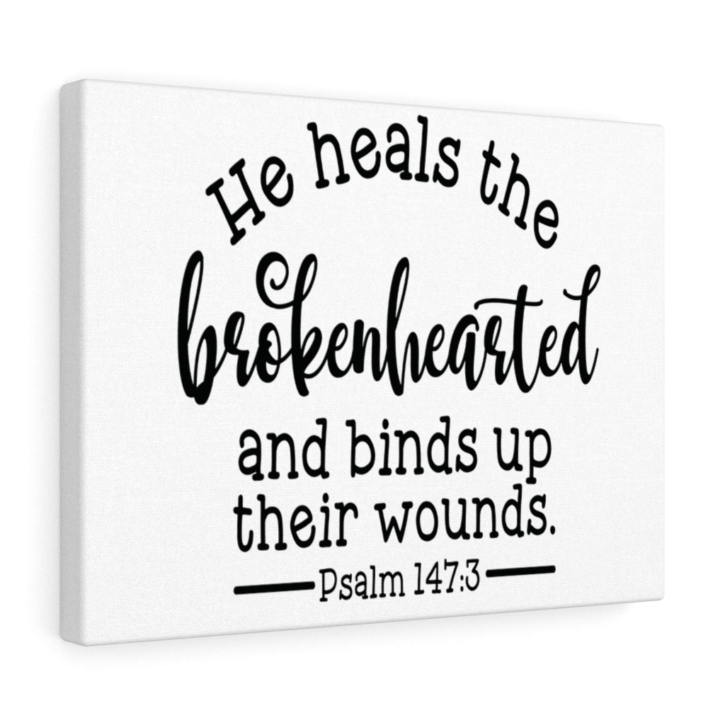 Scripture Walls Heals The Brokenhearted Psalm 147:3 Bible Verse Canvas Christian Wall Art Ready to Hang Unframed-Express Your Love Gifts