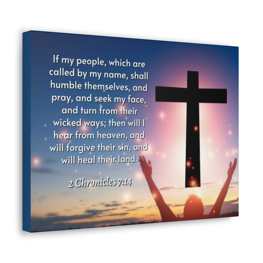 Scripture Walls Hear From Heaven 2 Chronicles 7:14 Bible Verse Canvas Christian Wall Art Ready to Hang Unframed-Express Your Love Gifts