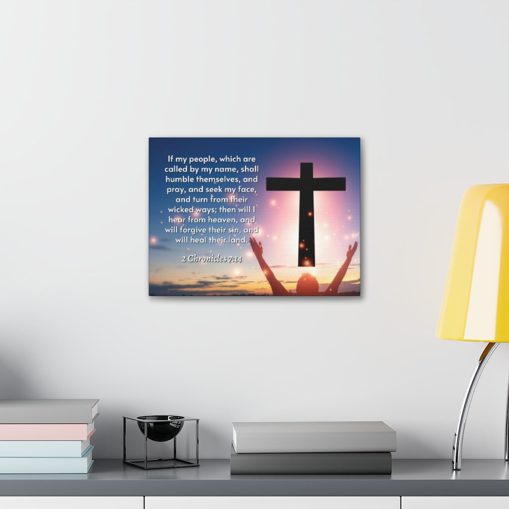 Scripture Walls Hear From Heaven 2 Chronicles 7:14 Bible Verse Canvas Christian Wall Art Ready to Hang Unframed-Express Your Love Gifts