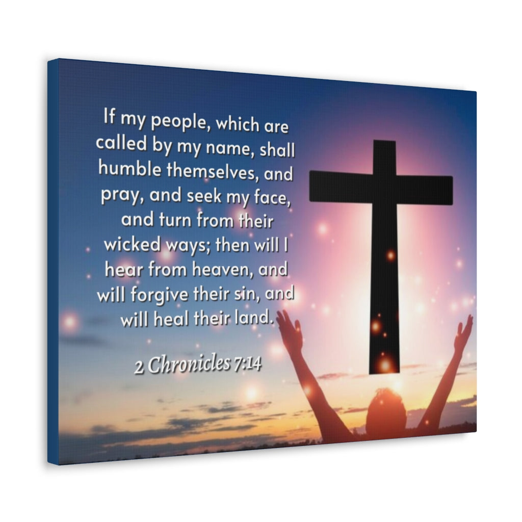 Scripture Walls Hear From Heaven 2 Chronicles 7:14 Bible Verse Canvas Christian Wall Art Ready to Hang Unframed-Express Your Love Gifts