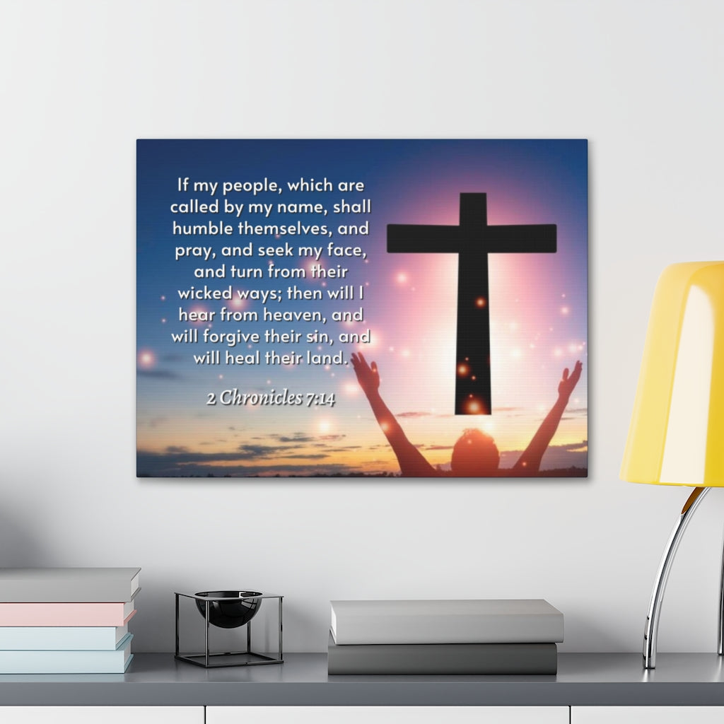 Scripture Walls Hear From Heaven 2 Chronicles 7:14 Bible Verse Canvas Christian Wall Art Ready to Hang Unframed-Express Your Love Gifts