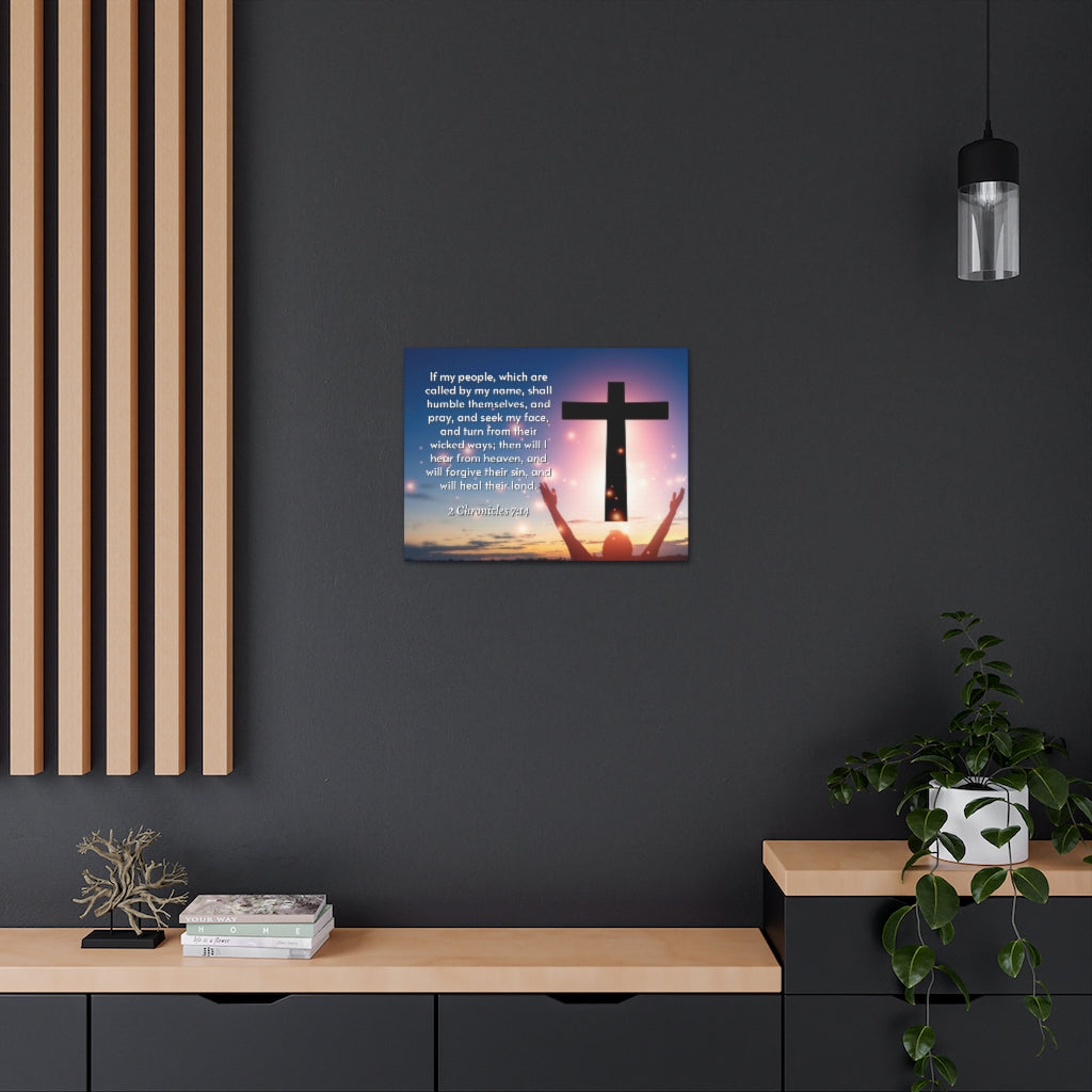 Scripture Walls Hear From Heaven 2 Chronicles 7:14 Bible Verse Canvas Christian Wall Art Ready to Hang Unframed-Express Your Love Gifts