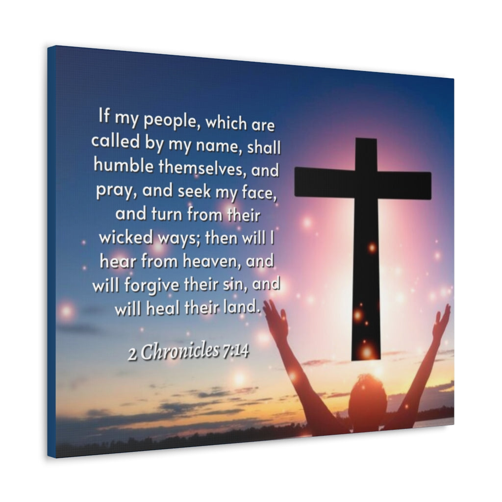 Scripture Walls Hear From Heaven 2 Chronicles 7:14 Bible Verse Canvas Christian Wall Art Ready to Hang Unframed-Express Your Love Gifts