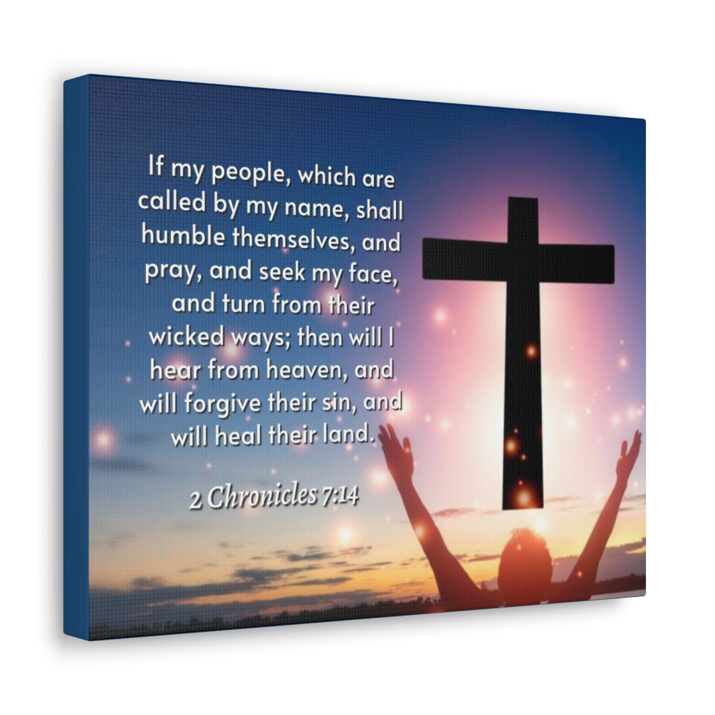Scripture Walls Hear From Heaven 2 Chronicles 7:14 Bible Verse Canvas Christian Wall Art Ready to Hang Unframed-Express Your Love Gifts