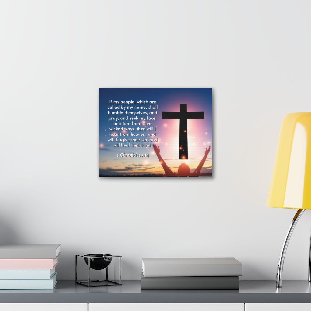 Scripture Walls Hear From Heaven 2 Chronicles 7:14 Bible Verse Canvas Christian Wall Art Ready to Hang Unframed-Express Your Love Gifts