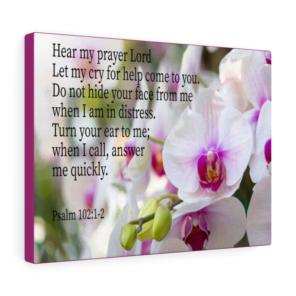 Scripture Walls Hear My Prayer Lord Psalm 102:1-2 Bible Verse Canvas Christian Wall Art Ready to Hang Unframed-Express Your Love Gifts