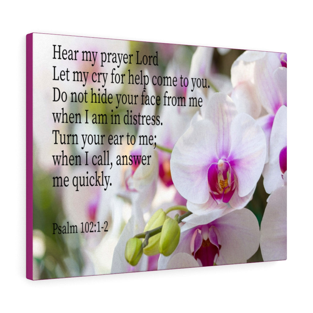 Scripture Walls Hear My Prayer Lord Psalm 102:1-2 Bible Verse Canvas Christian Wall Art Ready to Hang Unframed-Express Your Love Gifts