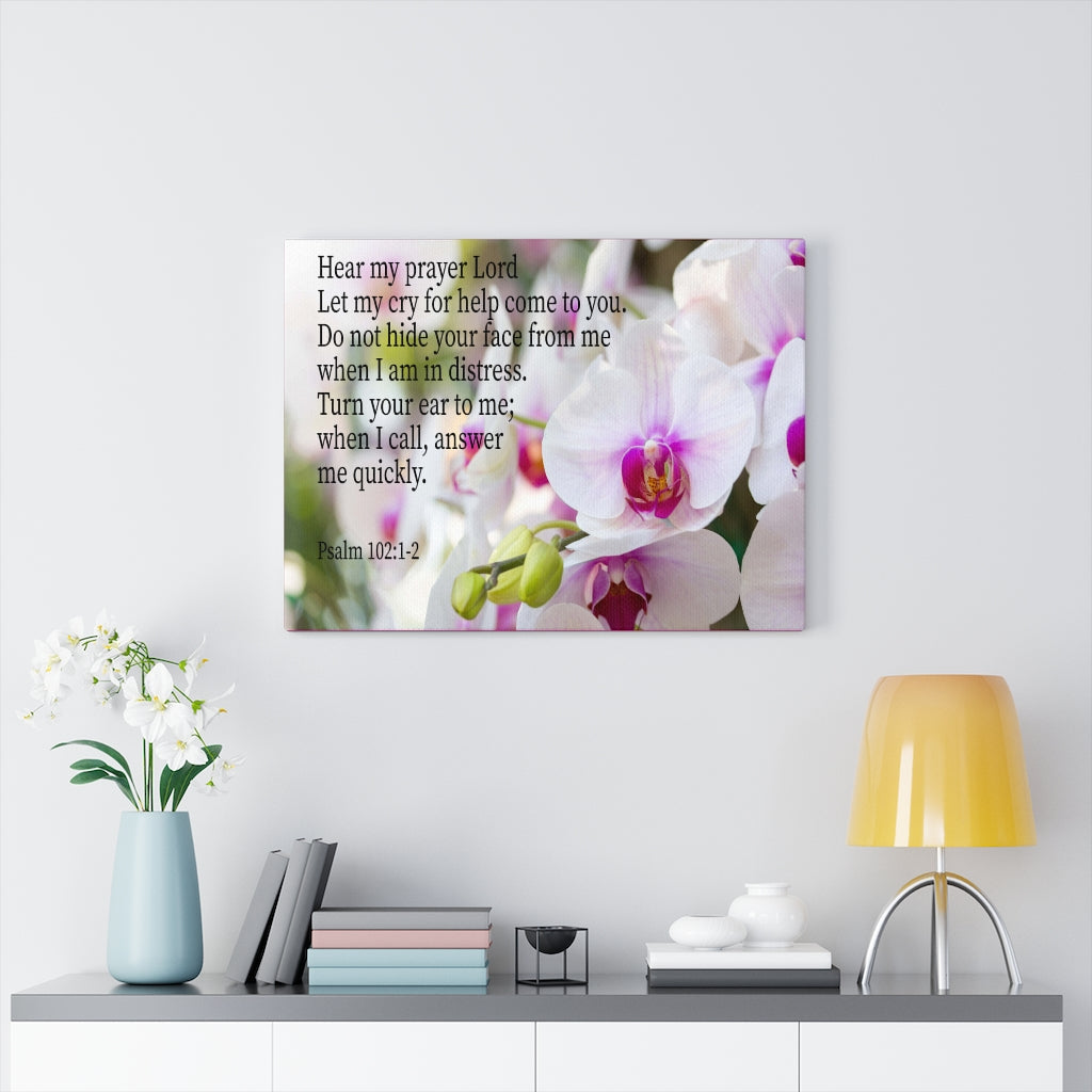 Scripture Walls Hear My Prayer Lord Psalm 102:1-2 Bible Verse Canvas Christian Wall Art Ready to Hang Unframed-Express Your Love Gifts