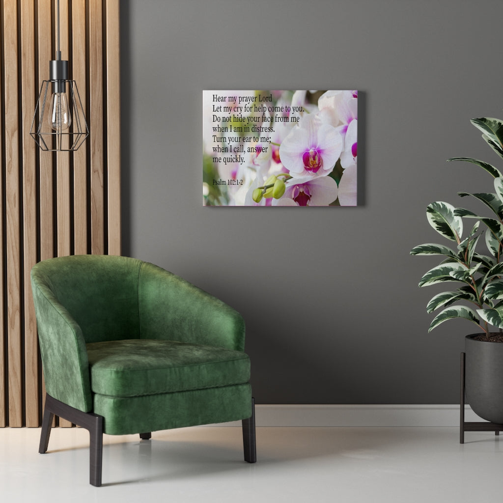 Scripture Walls Hear My Prayer Lord Psalm 102:1-2 Bible Verse Canvas Christian Wall Art Ready to Hang Unframed-Express Your Love Gifts