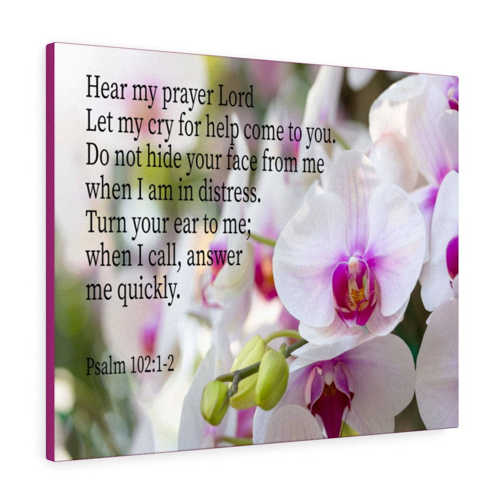 Scripture Walls Hear My Prayer Lord Psalm 102:1-2 Bible Verse Canvas Christian Wall Art Ready to Hang Unframed-Express Your Love Gifts