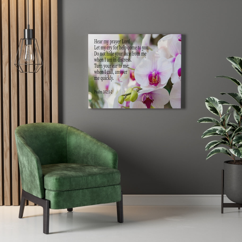 Scripture Walls Hear My Prayer Lord Psalm 102:1-2 Bible Verse Canvas Christian Wall Art Ready to Hang Unframed-Express Your Love Gifts