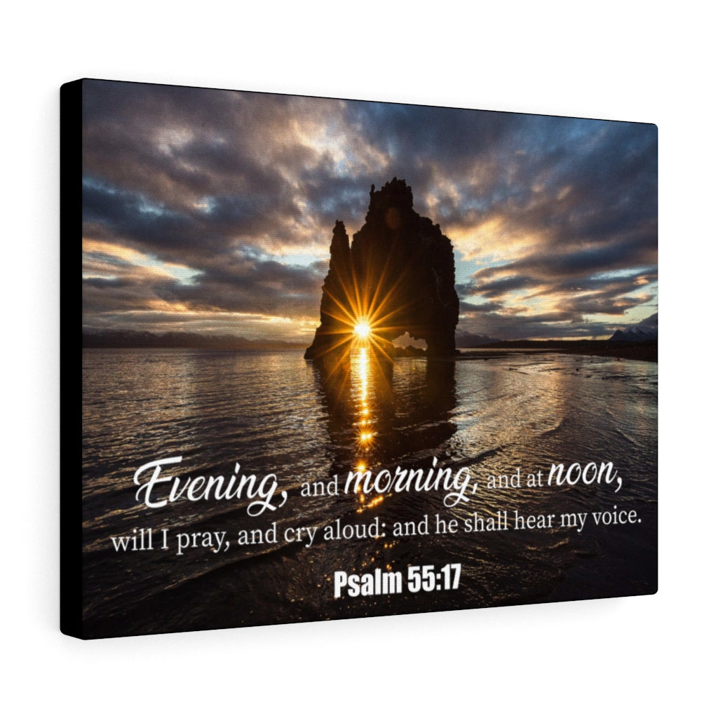 Scripture Walls Hear My Voice Psalm 55:17 Bible Verse Canvas Christian Wall Art Ready to Hang Unframed-Express Your Love Gifts