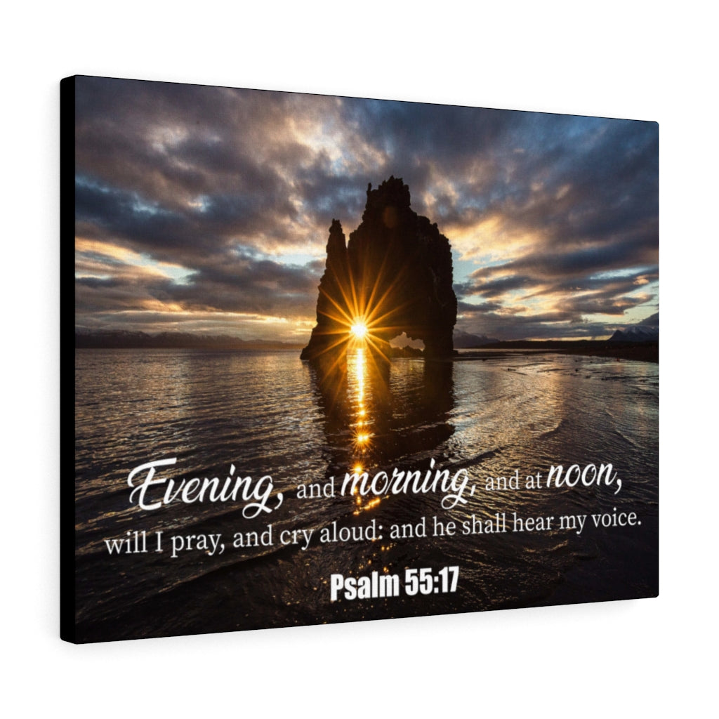 Scripture Walls Hear My Voice Psalm 55:17 Bible Verse Canvas Christian Wall Art Ready to Hang Unframed-Express Your Love Gifts