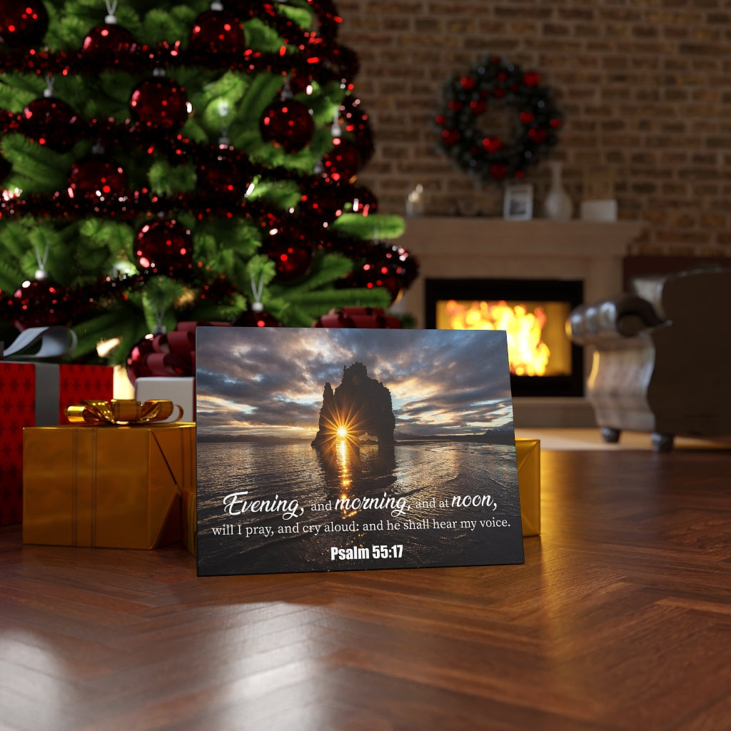 Scripture Walls Hear My Voice Psalm 55:17 Bible Verse Canvas Christian Wall Art Ready to Hang Unframed-Express Your Love Gifts