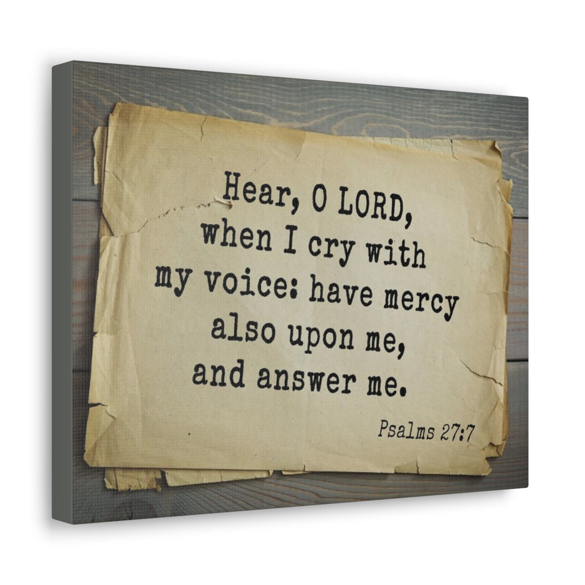 Scripture Walls Hear O Lord Psalms 27:7 Bible Verse Canvas Christian Wall Art Bible Verse Print Ready To Hang Unframed-Express Your Love Gifts