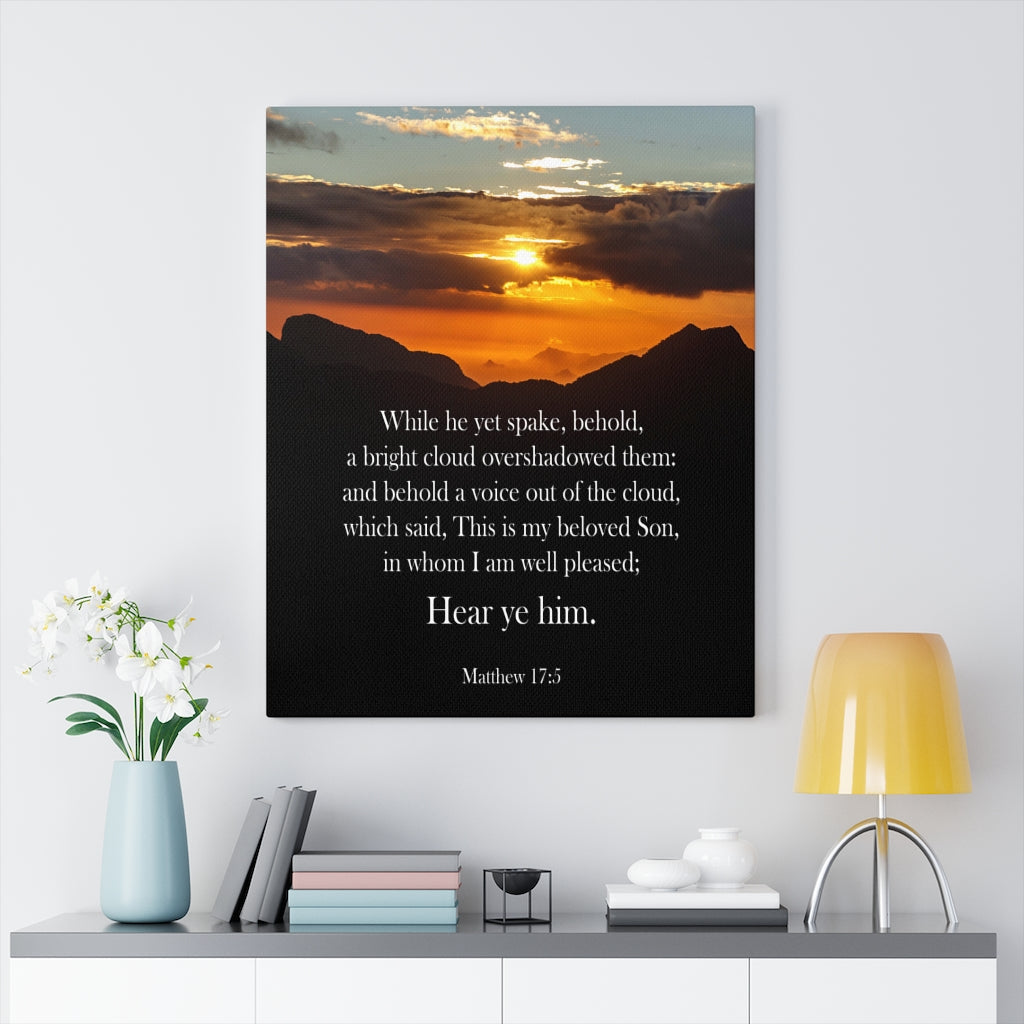 Scripture Walls Hear Ye Him Matthew 17:5 Christian Home Decor Bible Art Unframed-Express Your Love Gifts