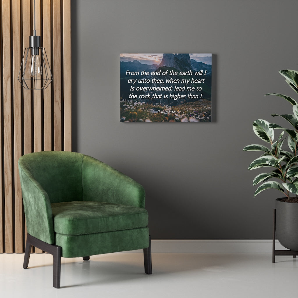 Scripture Walls Heart Is Overwhelmed Psalms 61:2 Bible Verse Canvas Christian Wall Art Ready to Hang Unframed-Express Your Love Gifts