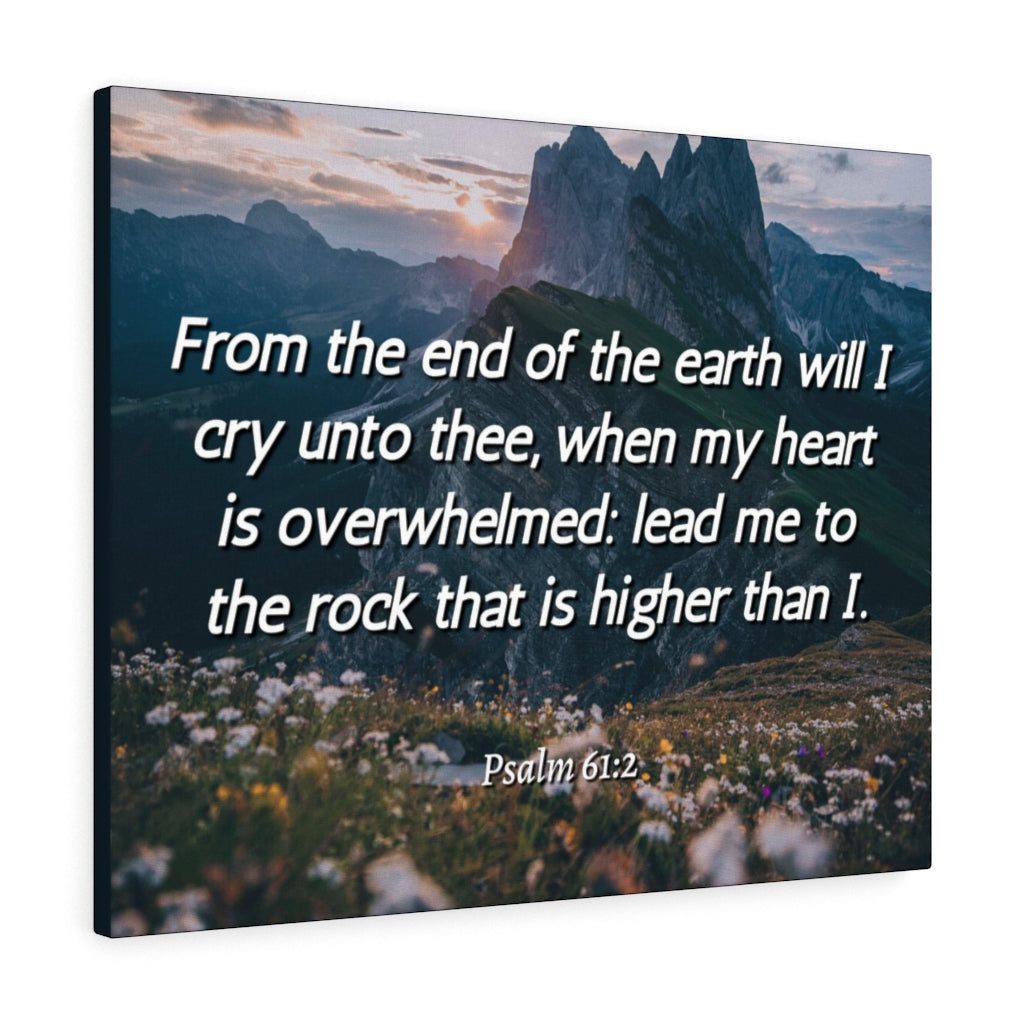 Scripture Walls Heart Is Overwhelmed Psalms 61:2 Bible Verse Canvas Christian Wall Art Ready to Hang Unframed-Express Your Love Gifts