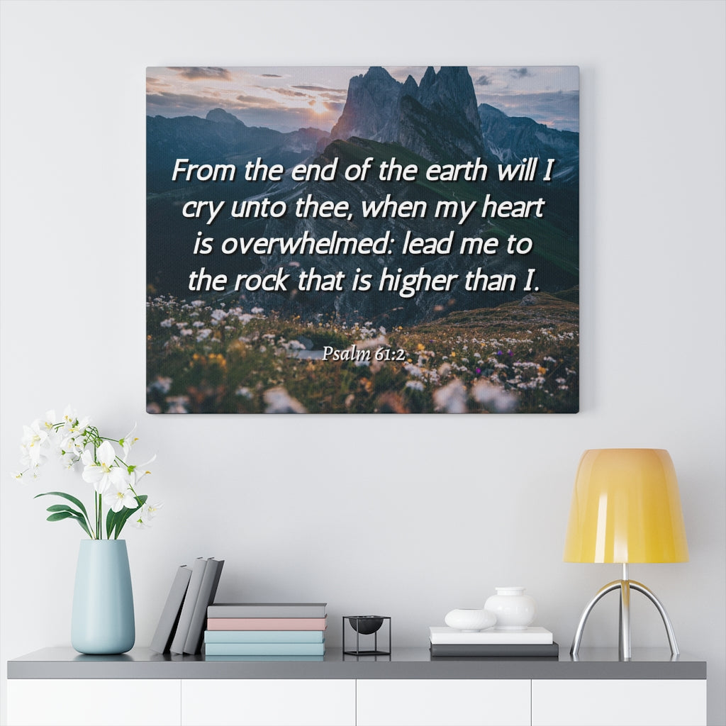 Scripture Walls Heart Is Overwhelmed Psalms 61:2 Bible Verse Canvas Christian Wall Art Ready to Hang Unframed-Express Your Love Gifts
