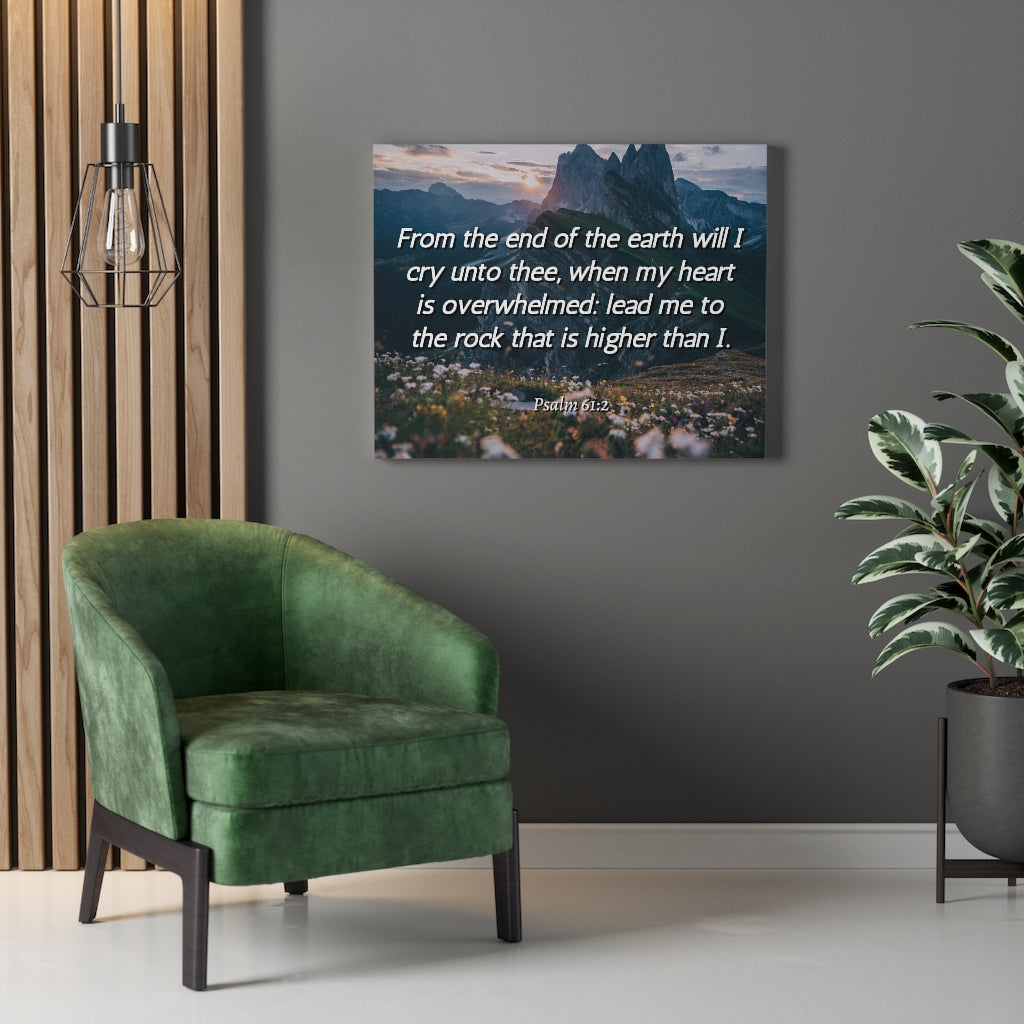 Scripture Walls Heart Is Overwhelmed Psalms 61:2 Bible Verse Canvas Christian Wall Art Ready to Hang Unframed-Express Your Love Gifts